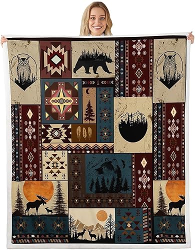 Manta de forro polar de ciervo bohemio, tamaño bebé, manta temática de caza de vida silvestre, decoración de cabaña, manta mullida para sofá cama,