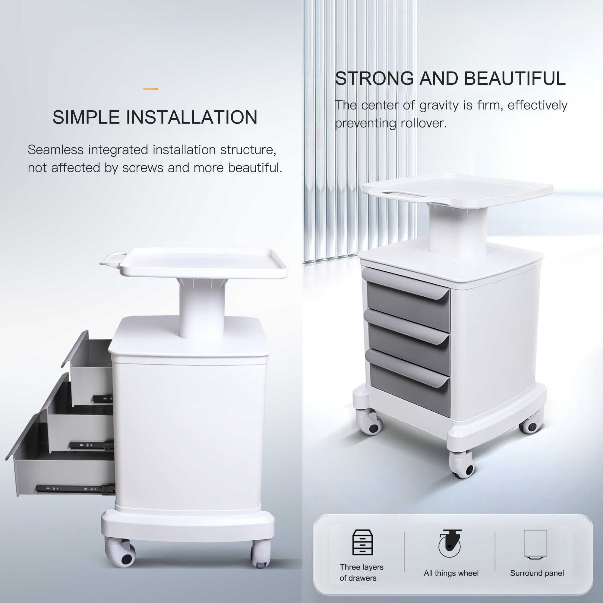 Carrello Professionale con cassetti Carrello Medico con Ruote Carrello con rotelle Carrello Artistico Carrello Medico Carrello di Bellezza per casa Camera da Letto Salone Laboratorio Ospedale