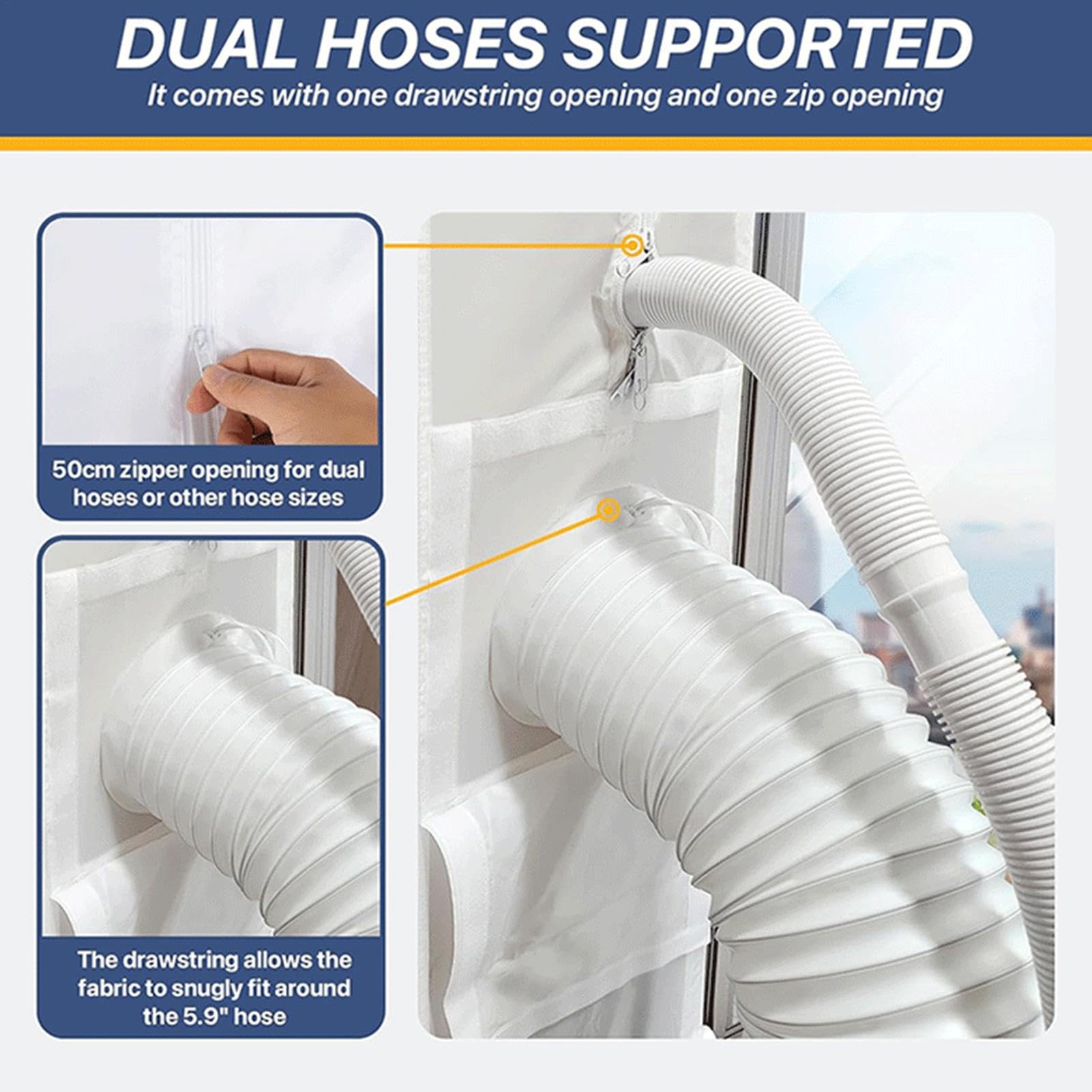 Kit de sellado de puerta corredera, cubierta de ventilación ajustable para aire acondicionado y secadora, diseño de cordón resistente a la intemperie, fácil instalación para manguera de escape