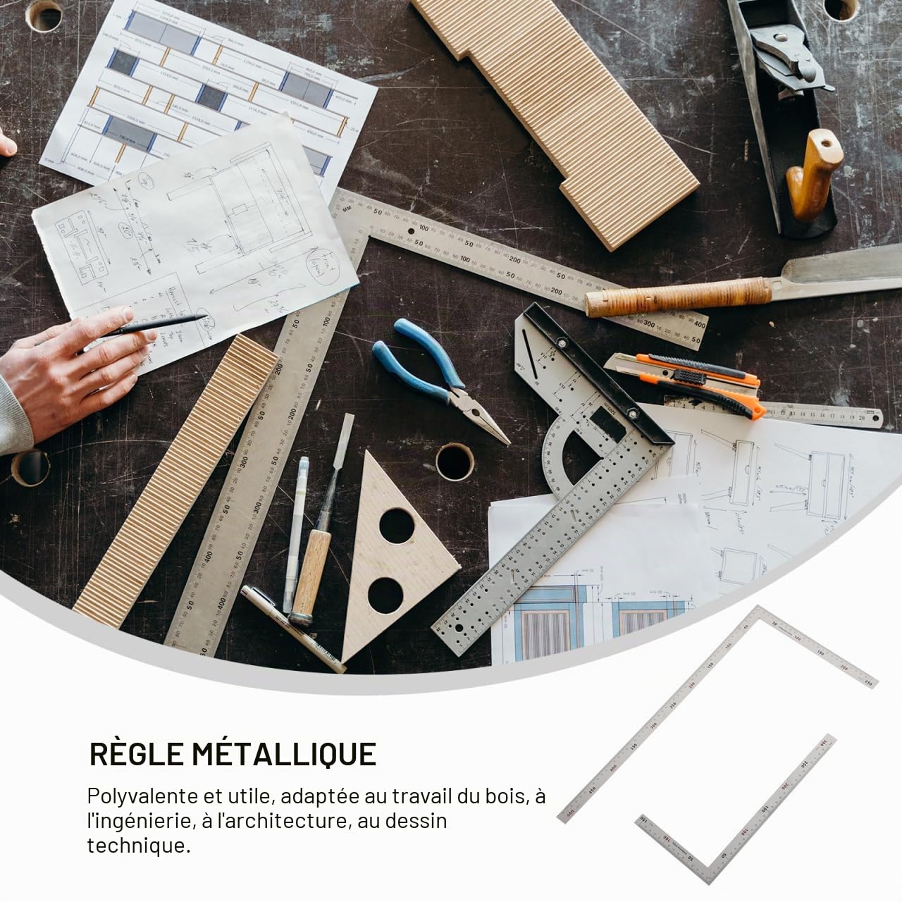 POPETPOP Règle Carrée En L En Acier Inoxydable 2 Pièces - Équerre Métallique Précise Pour Travail Du Bois Dessin Architecture Et Ingénierie - Outils Polyvalents Pour Professionnels Et Amateurs