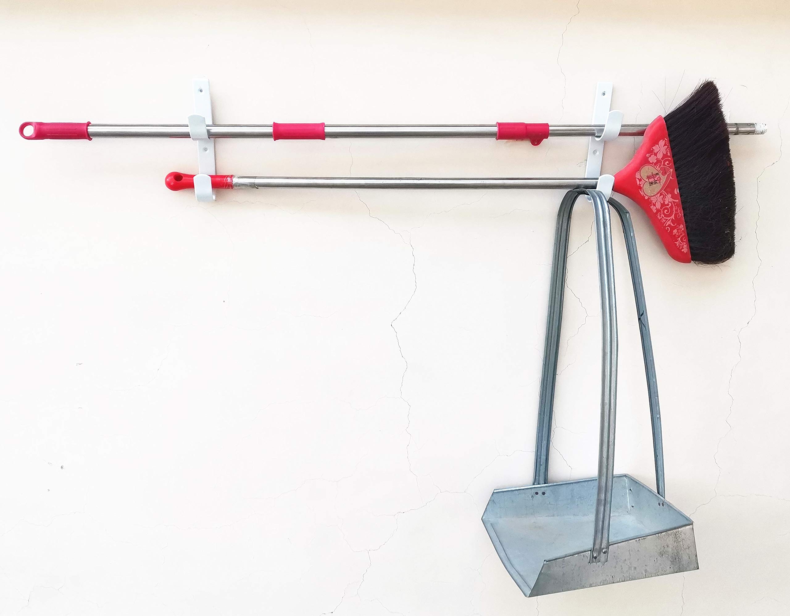 Juego de 2 perchas anchas para poste de piscina, resistentes ganchos de aluminio blanco con tornillos, ganchos perfectos para alberca, postes telescópicos, espumantes, equipo de jardín, etc.