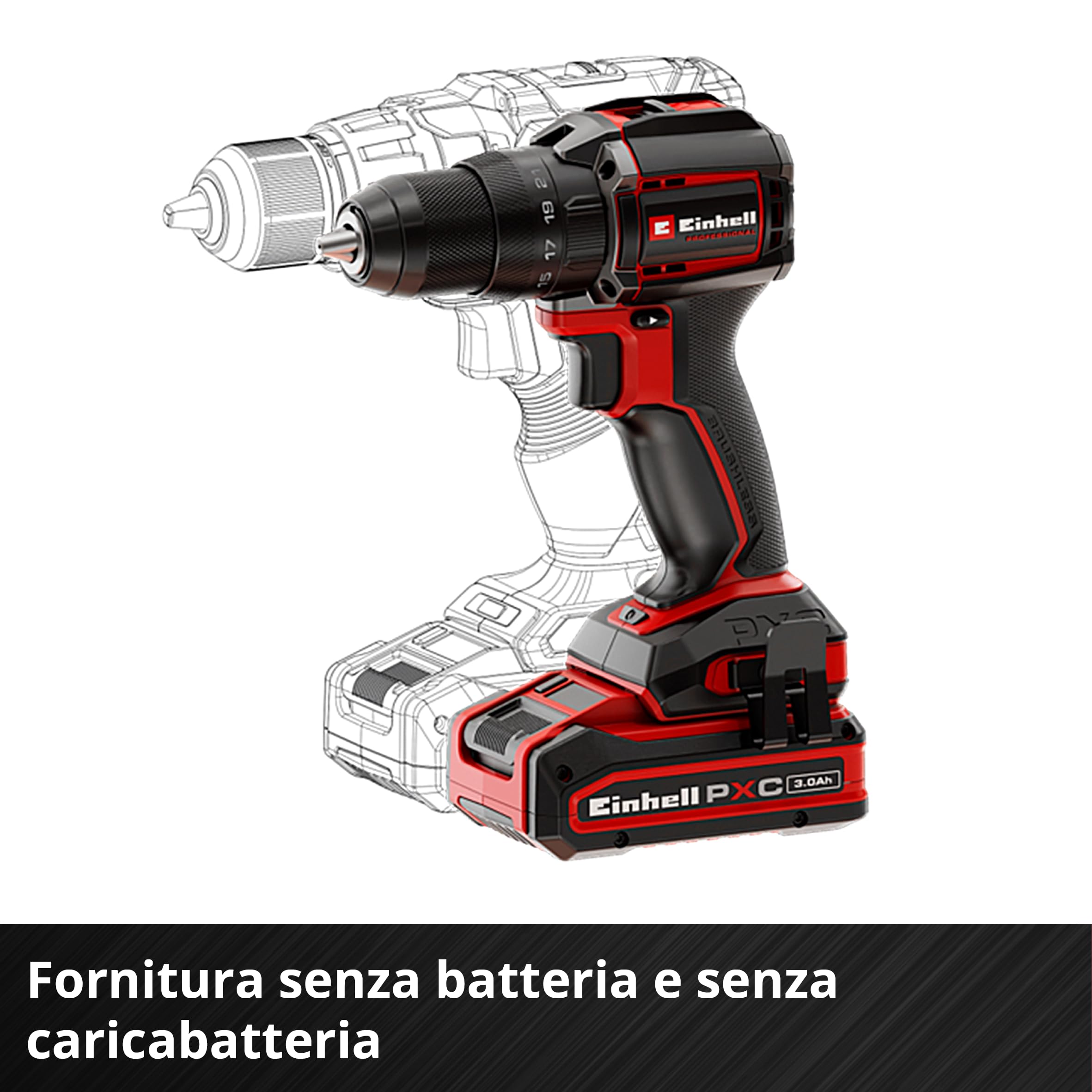 Trapano avvitatore a batteria Einhell Professional TP-CD 18/80 Li BL-Solo Power X-Change (18 V, Brushless, 70 Nm, mandrino 13 mm, 2 velocità, 19 livelli di coppia, punta, senza batteria)