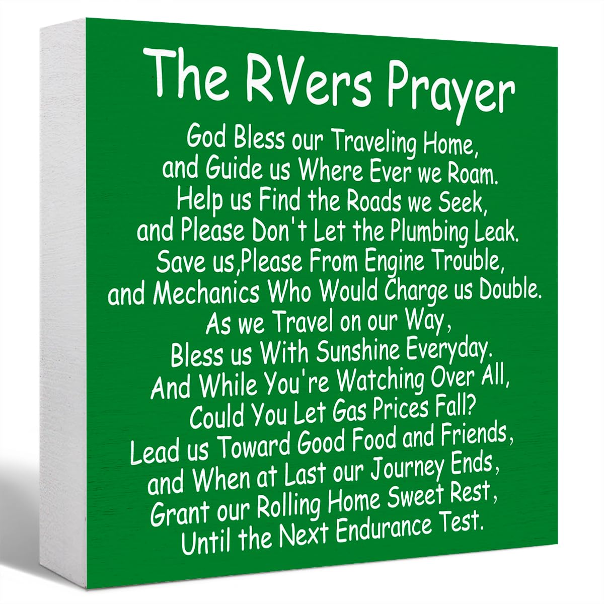 Camping Decor Funny Camping Sign Rustic The RVers Prayer Wood Block Sign Home RV Camper Decor,Green Camper Decorations Accessories for Inside,Camping Gifts