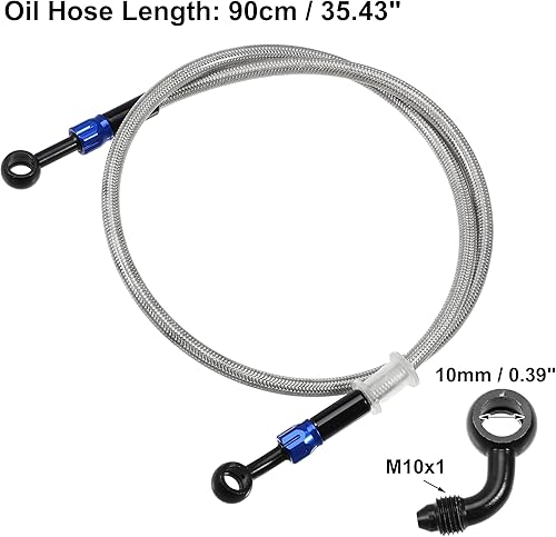 Miniatura 5 de X AUTOHAUX Manguera de freno AN3 28 90 grados M10 motocicleta hidráulica línea de aceite manguera de aceite para ATV motocicleta Motocross Racing