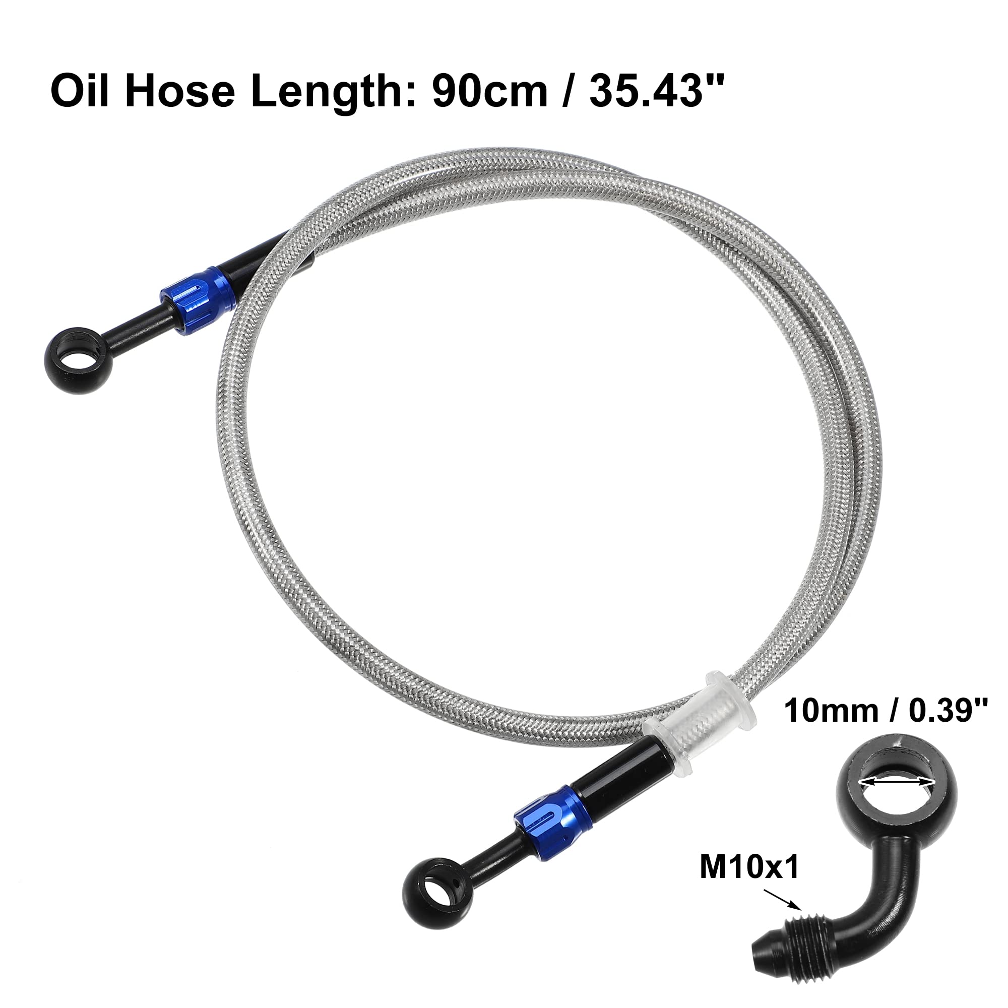 A ABSOPRO 1 Set AN3 28 90 Gradi Moto Freno Tubo Linea 90cm Argento Tono