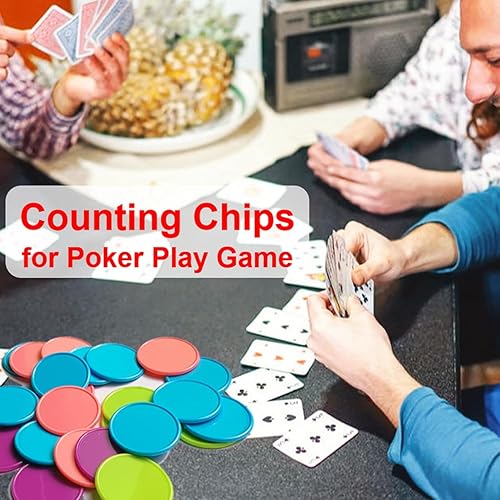 Miniatura 6 de 200 fichas de juego de póquer de plástico grande de 1.45 pulgadas con caja de almacenamiento para niños, conteo de matemáticas, juegos de cartas,