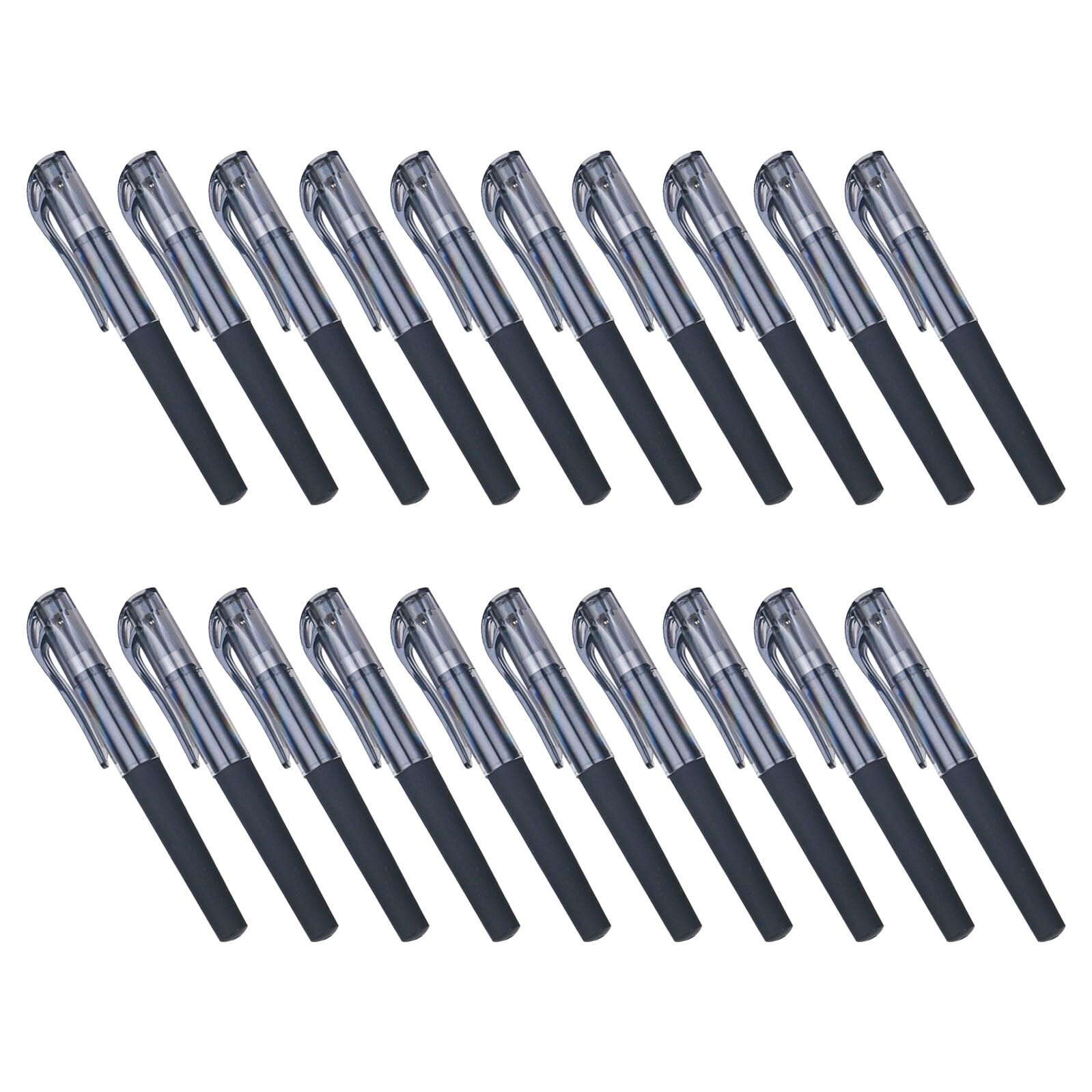 SECFOU Lot de 50 Stylos à Encre Gel Noire Stylo à Pointe Fine 0,5 Mm Format Court Capuchon Bureau et Voyage