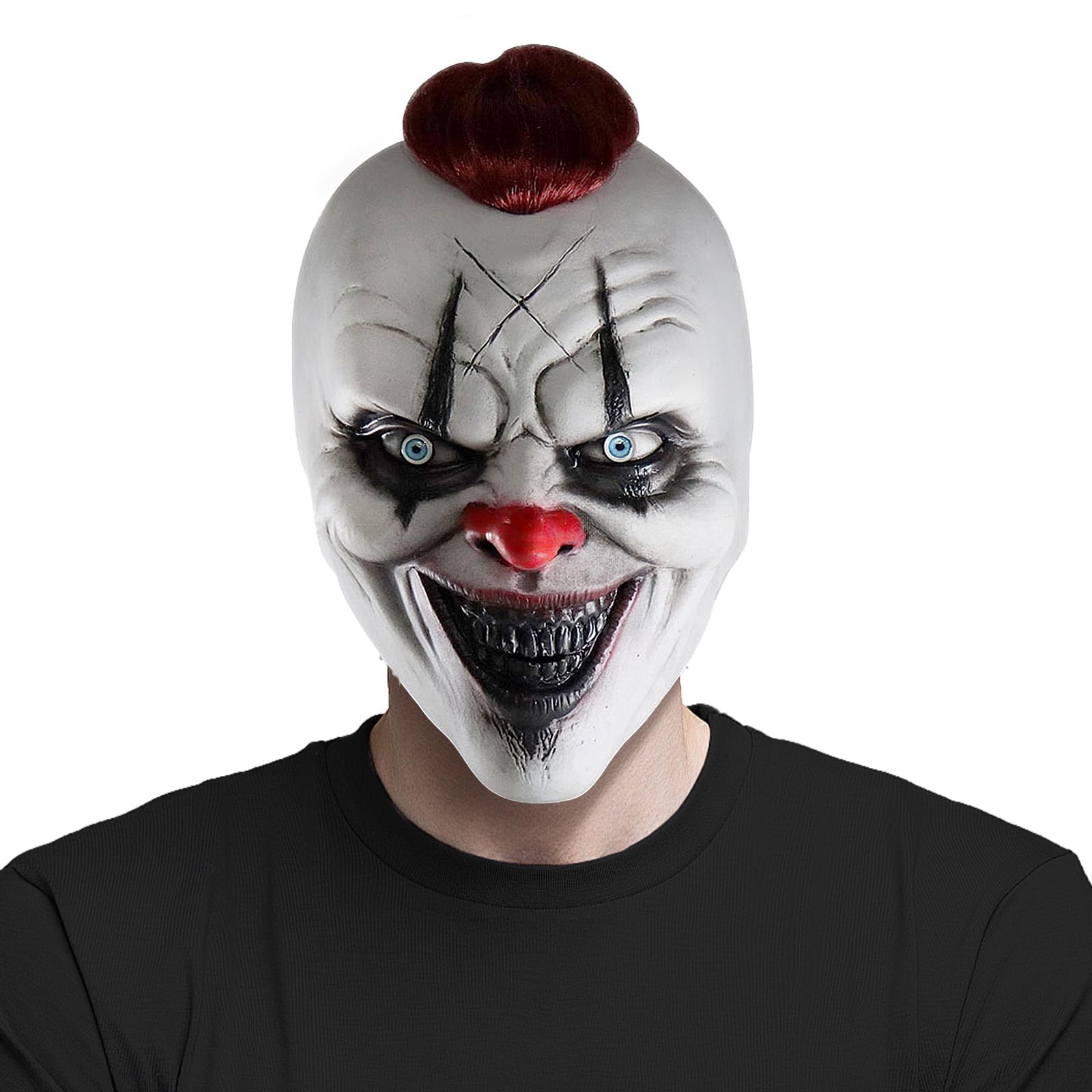 Gruselige Joker Latex Maske Für Erwachsene - Rot Mit Kunsthaar, Perfekt Für Halloween & Kostümpartys