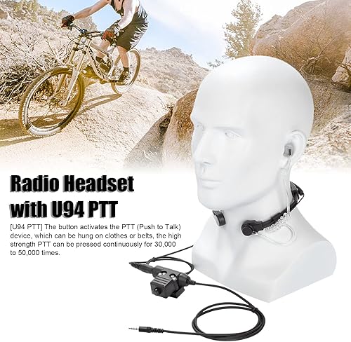 Miniatura 2 de ciciglow Auriculares de micrófono de garganta, micrófono telescópico de vibración de garganta de 0.280 in, U94 PTT, ajustable, radio de 2 vías,