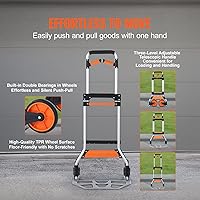 Vista 3 de VEVOR Folding Hand Truck and Dolly, 309 Lbs Capacity, Aluminum Foldable Cart, Heavy-Duty Luggage Trolley Cart with Telescoping Handle and PP+TPR