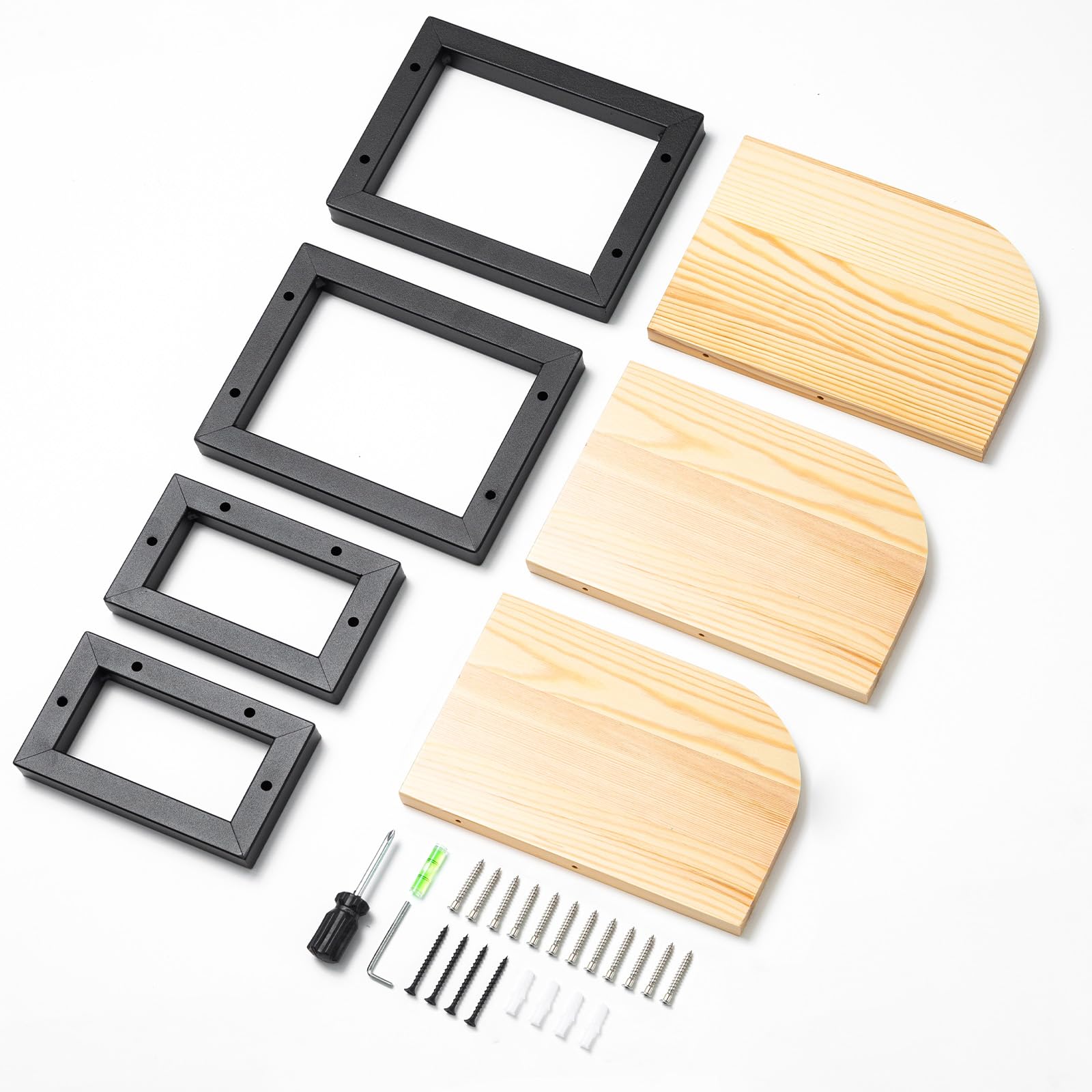 Set di 3 mensole angolari in legno rustico, marrone, per cameretta, libreria, bagno, soggiorno, cucina