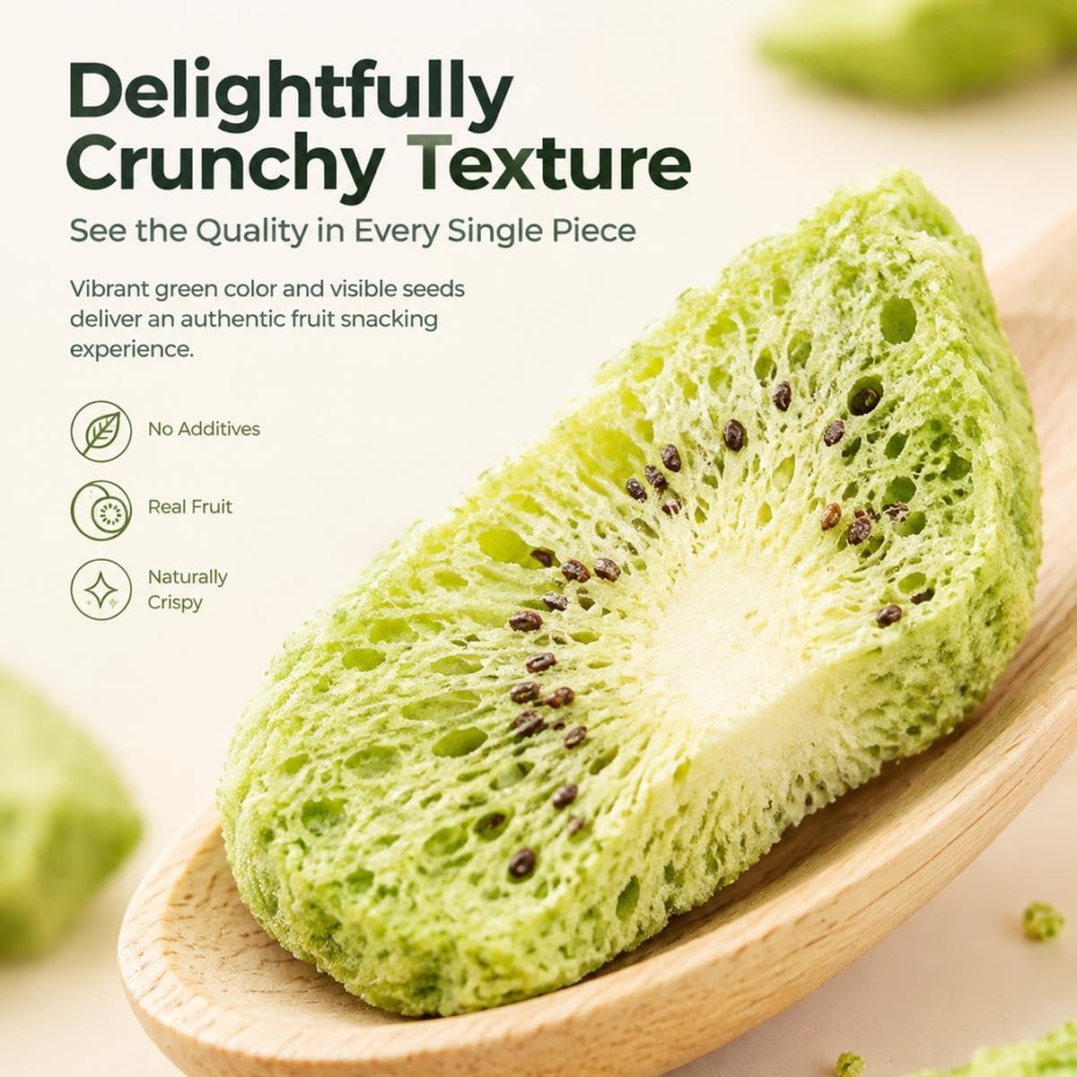 Kiwi Liofilizado en Rodajas 75g Bote Trozos de Fruta Deshidratada