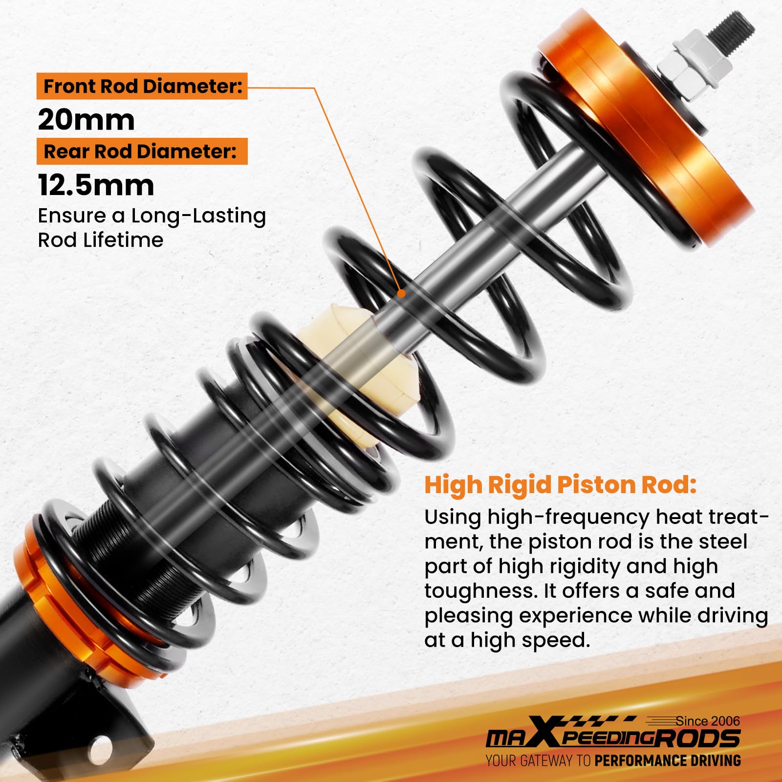 maXpeedingrods Zawieszenie gwintowane do Alfa Romeo Mito do Fiat Grande Punto do Opel Corsa D z regulacją wysokości Coilovers