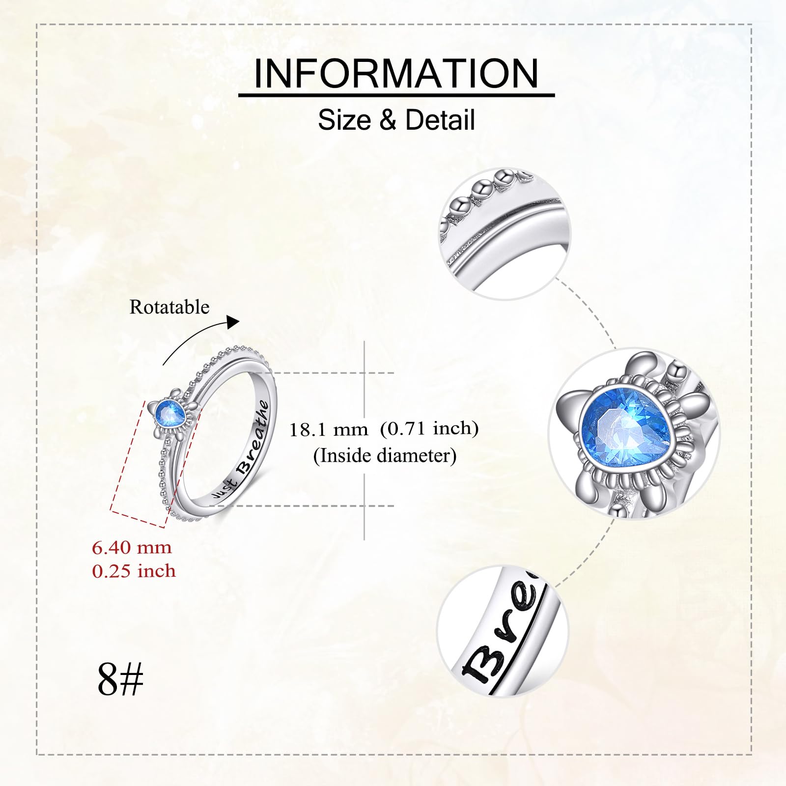 Fidget Ring Damen Silber 925 Rosenblüten/Schildkröten/Gänseblümchen Drehring Rosenkranz Fidget Schmuck Geschenke
