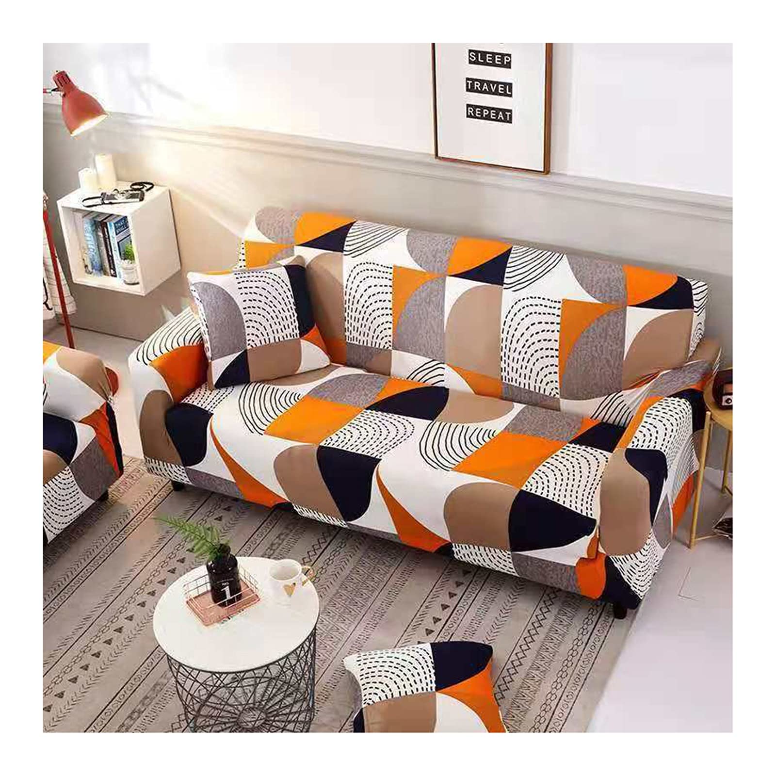 Housse de canapé 3 places géométrique 190-230cm protecteur sofa
