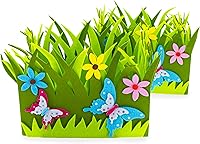 Vista 1 de Juego de 2 centros de mesa decorativos de fieltro de Pascua con flores de primavera y mariposas