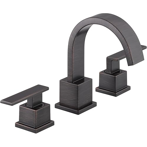 Delta Faucet Vero Widespread Bathroom Faucet 3 Hole, Bronze Bathroom Faucet, Bathroom Sink Faucet, 2 Handle Bathroom Faucet, Bath Faucet, Metal Drain Assembly, Venetian Bronze 3553LF-RB