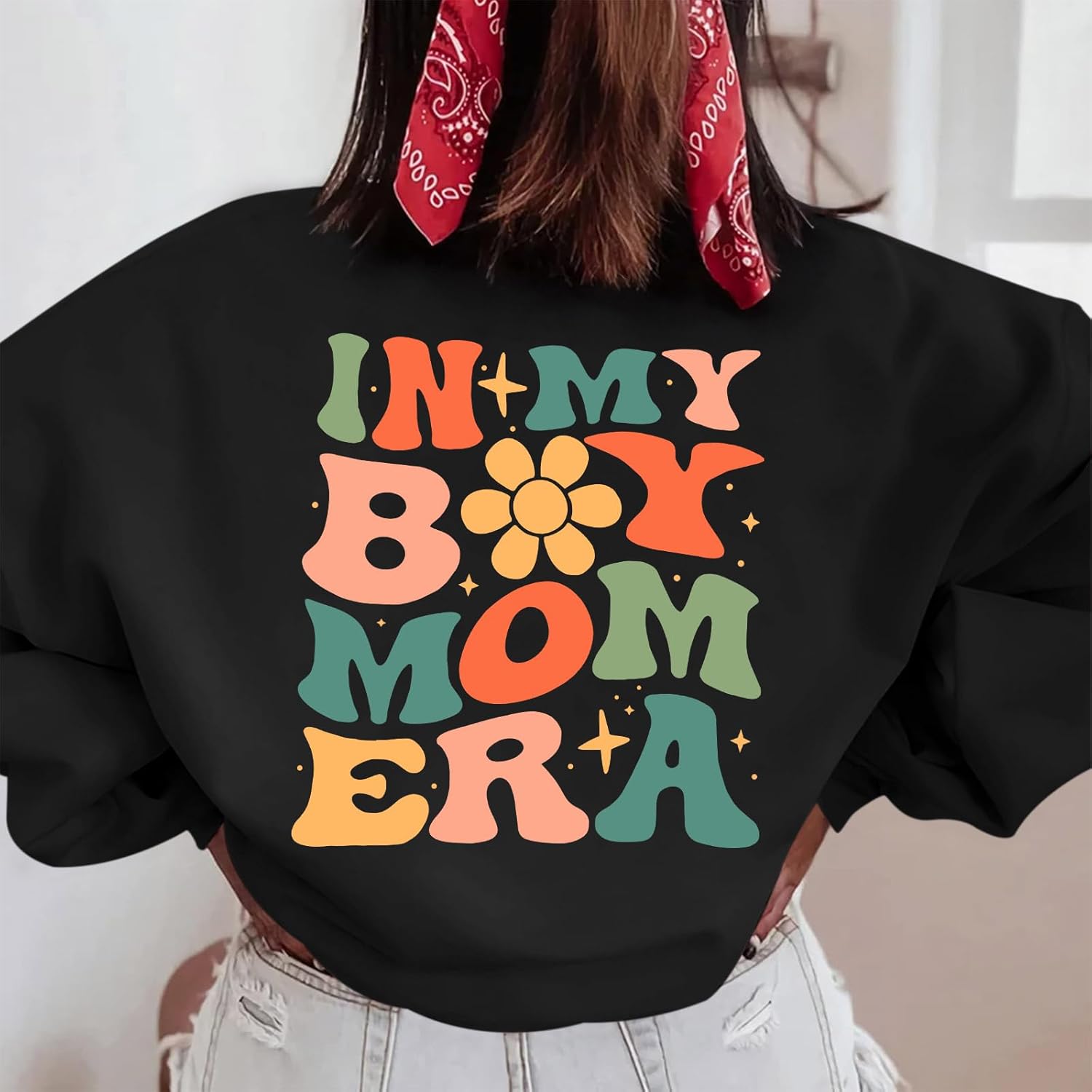 Funny In My Boy Mom Era Sweatshirt For Women Mama Cute Graphic Sweatshirts Boy Mom Long Sleeve Shirt Cotton Pullover - Image 3