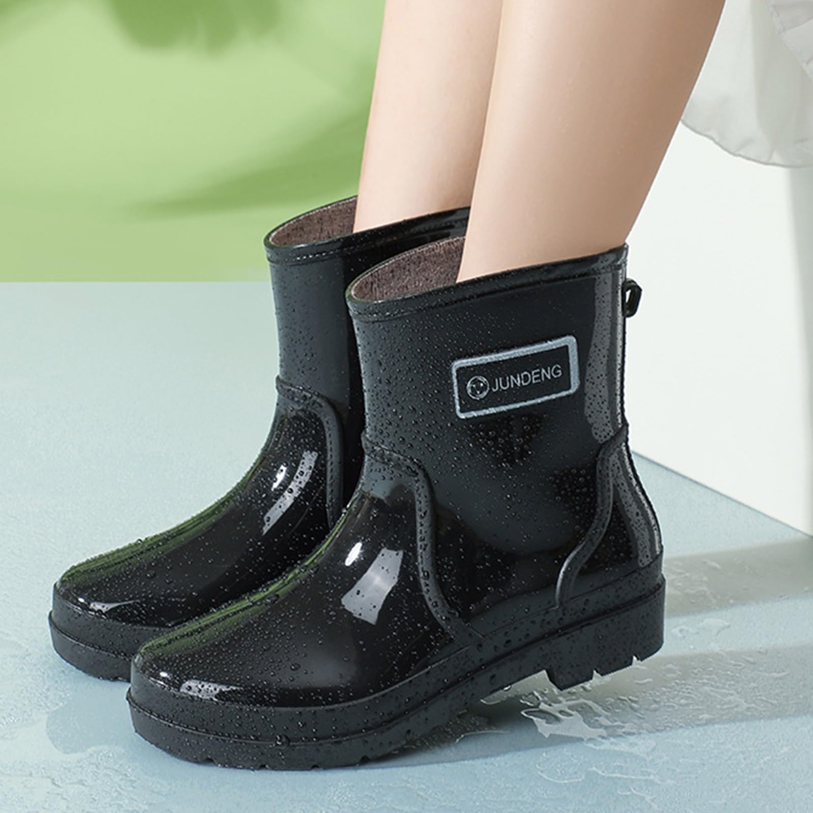 Botas De Agua Mujer Chelsea Botines De Goma Rain Boots Wellington Antideslizante Negro Azul 36-43