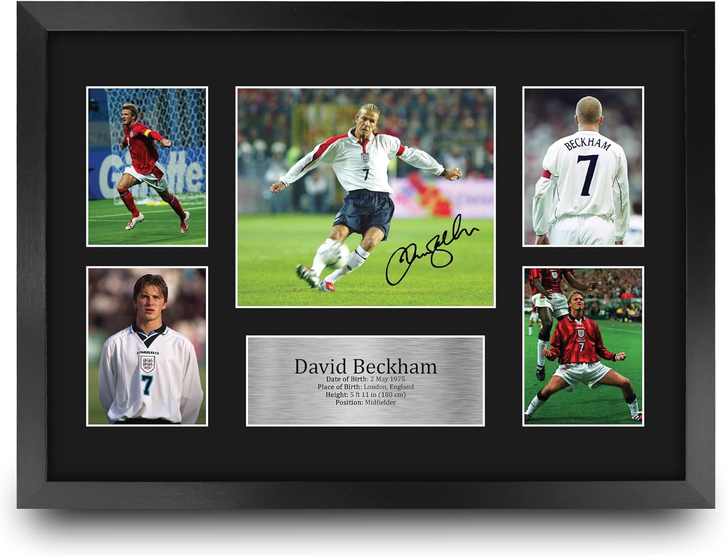 HWC Trading David Beckham England 16 x 12 inch (A3) Printed Gifts Signed Autograph Picture for Football Fans and Supporters - 16" x 12" Framed