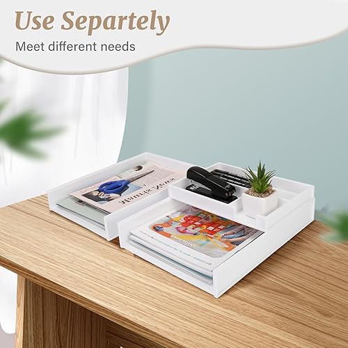 Miniatura 3 de Bandeja apilable para cartas, 3 bandejas de papel A4, juego organizador de archivos de documentos de escritorio, organizador de bandeja de papel de