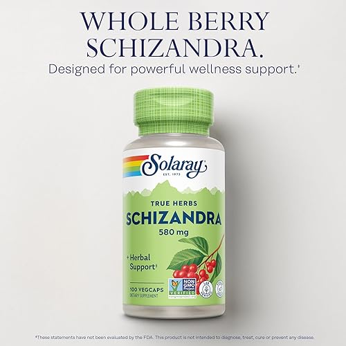 Miniatura 3 de SOLARAY Schizandra 580 mg - Suplemento Schisandra para la salud corporal y el bienestar - con bayas de Schisandra - Proyecto verificado sin OMG,