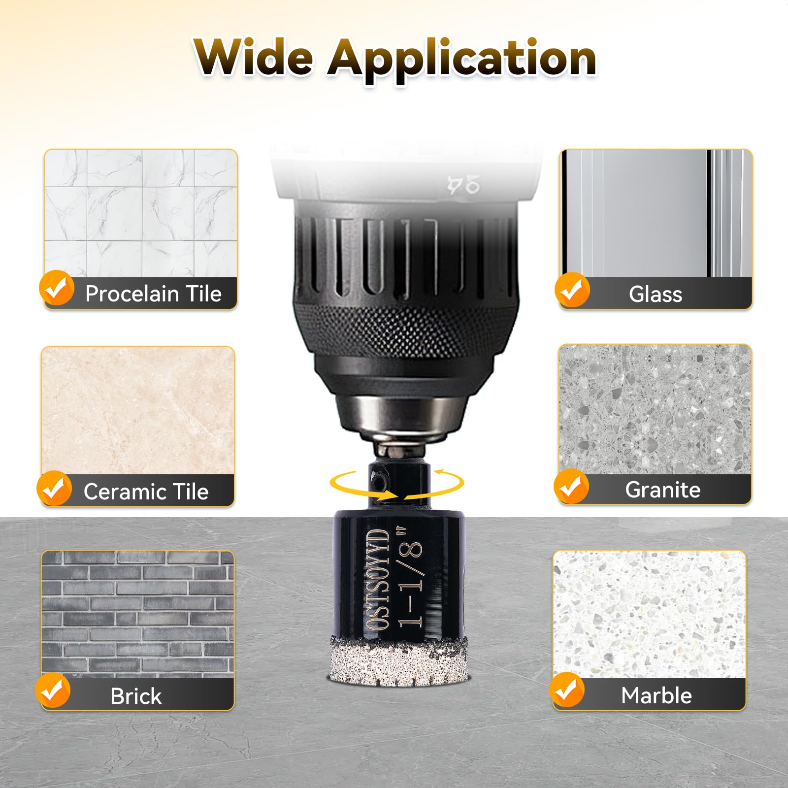 Sierra perforadora de diamante dentada con broca piloto, sierra perforadora con punta de diamante de 3 pulgadas para perforación precisa, para porcelana, azulejos, cerámica, granito, piedra, vidrio