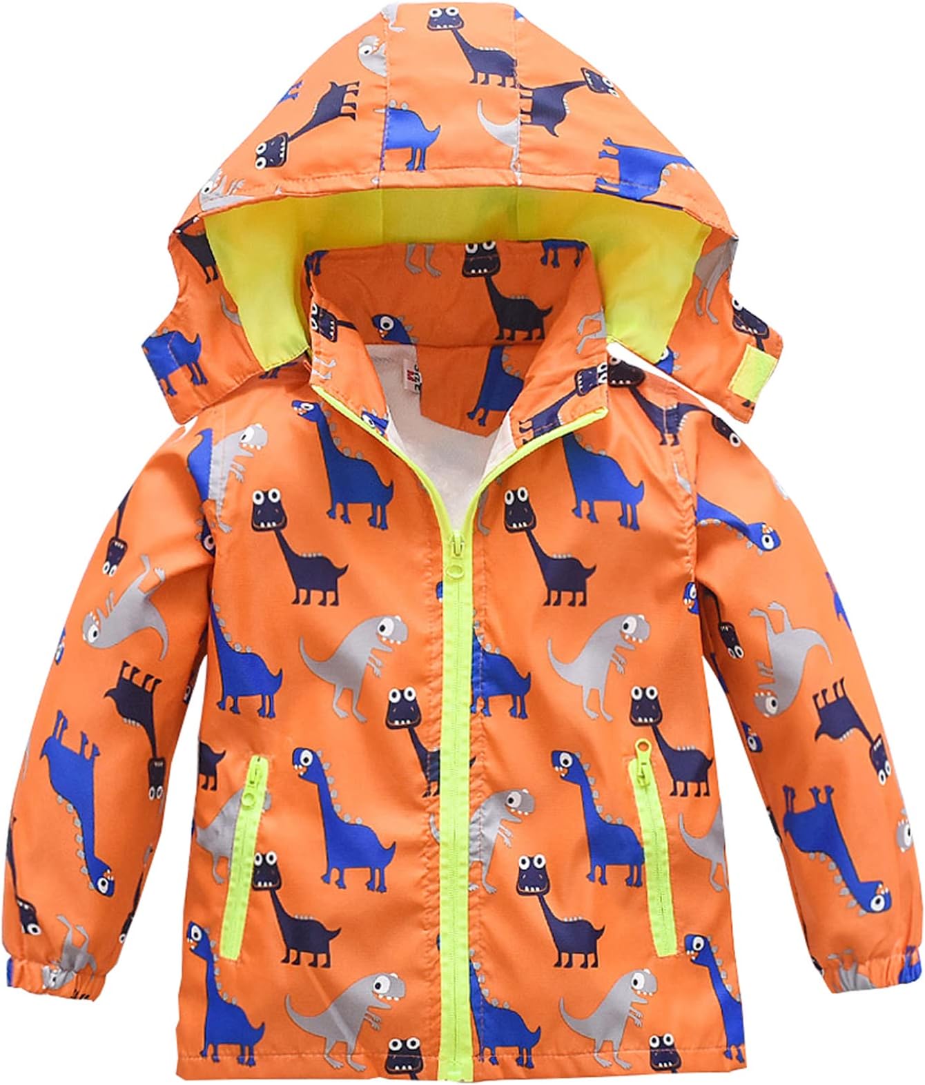 Toddler Boys Girls Jacket Hooded Trench Dinosaur Lightweight Kids Coats Windbreaker Outdoor - orange - 4 Years
