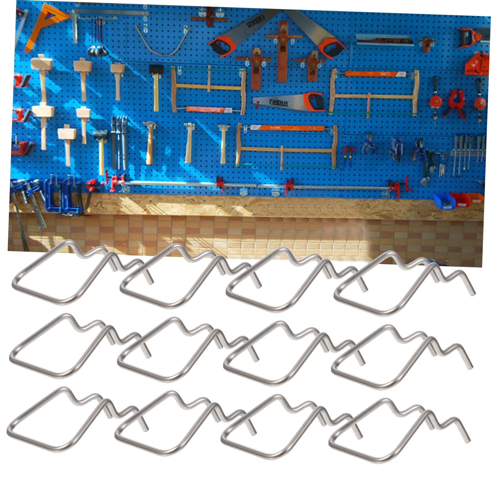 PLAFOPE Ganci per Pannello Forato Antiscivolo Set 12 in Acciaio Inossidabile Facili da Installare per Parete Attrezzata Officina e Garage