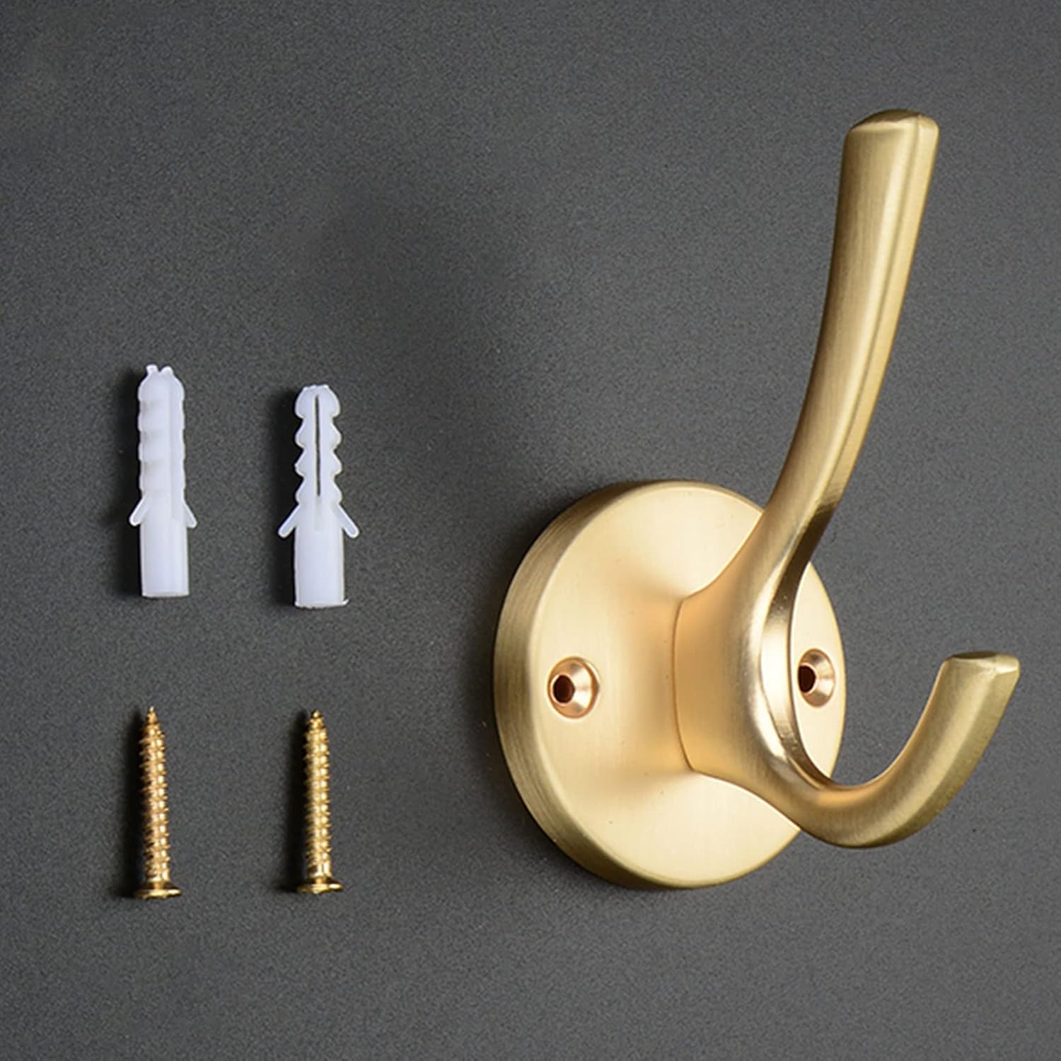 Gold Bath Towel Heavy Duty Brass Wall Door Hanger Clothes Hooks for Hanging Coats Hat Towel for Bathrooms Bedroom Kitchen Key Hanger Hooks, 1 Pack