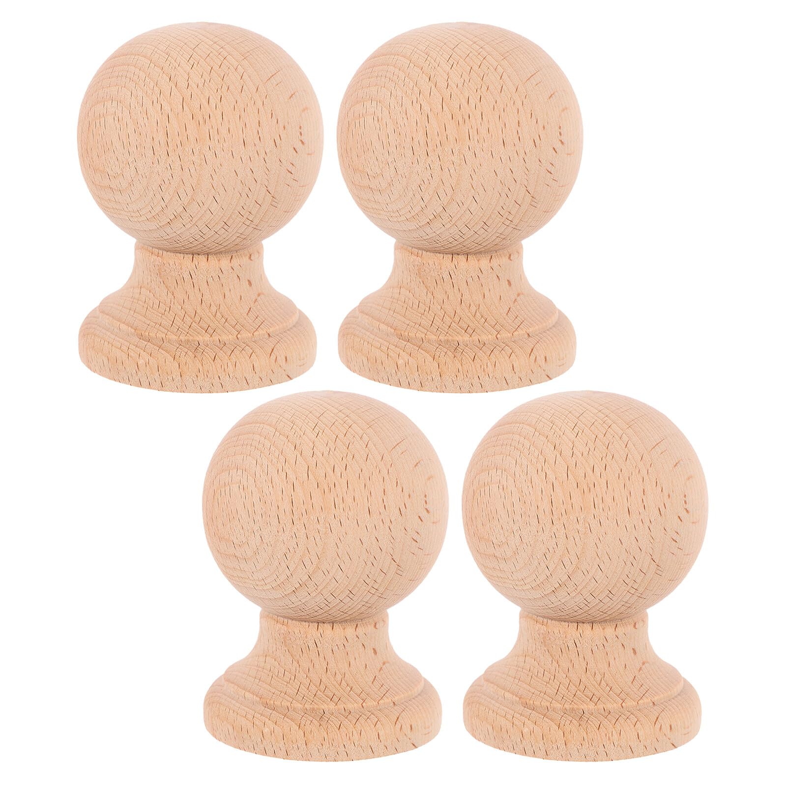 TOYANDONA 4 Piezas Remates de Madera Tallada para Postes de Barandilla, sin Acabado, Tamaño 8x6 Cm, para Decoración de Escaleras y Muebles Interiores, Accesorios para Restauración y