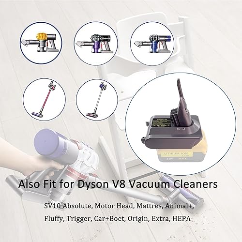 Miniatura 4 de TPDL Para Dewalt 20V Convert para Dyson V7 y V8 batería, reemplazo para Dyson V7 SV11 y V8 SV10, apto para Motorhead Pro Trigger Animal Car+Boat