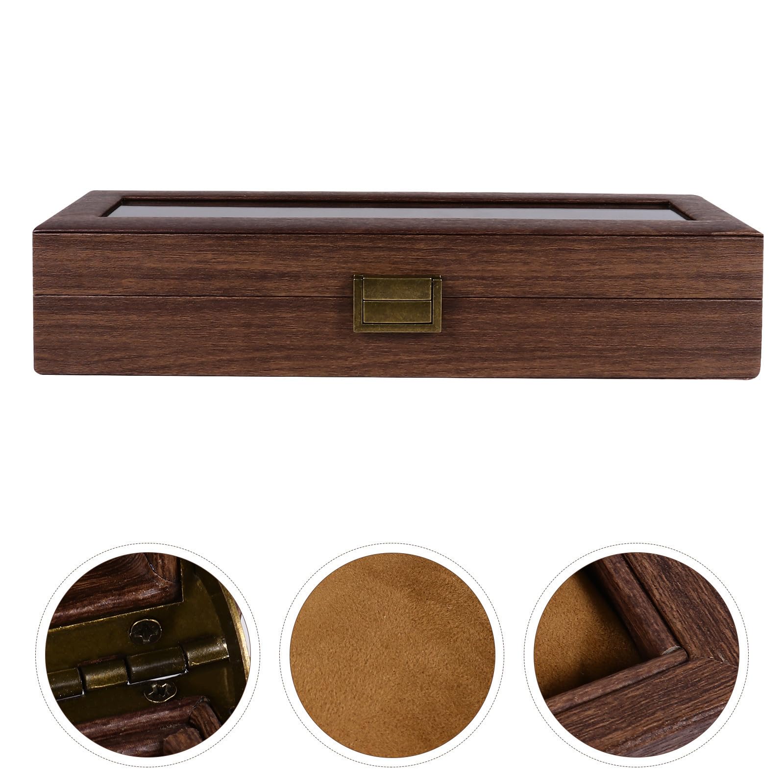 Scatola Porta Orologi Uomo Legno, Contenitore Elegante Marrone per Gioielli