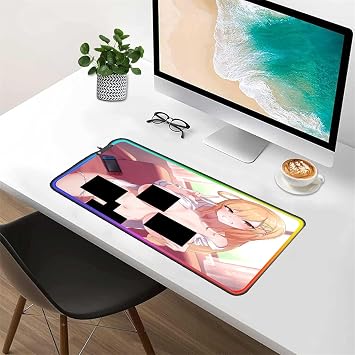 Sexy Anime RGB Mouse Pad Mousepad XXL LED Backlight Gaming Keyboard Large Gamer Pc Extended Mat Desk Sexy Butt Breasts Chest 24x12 inch