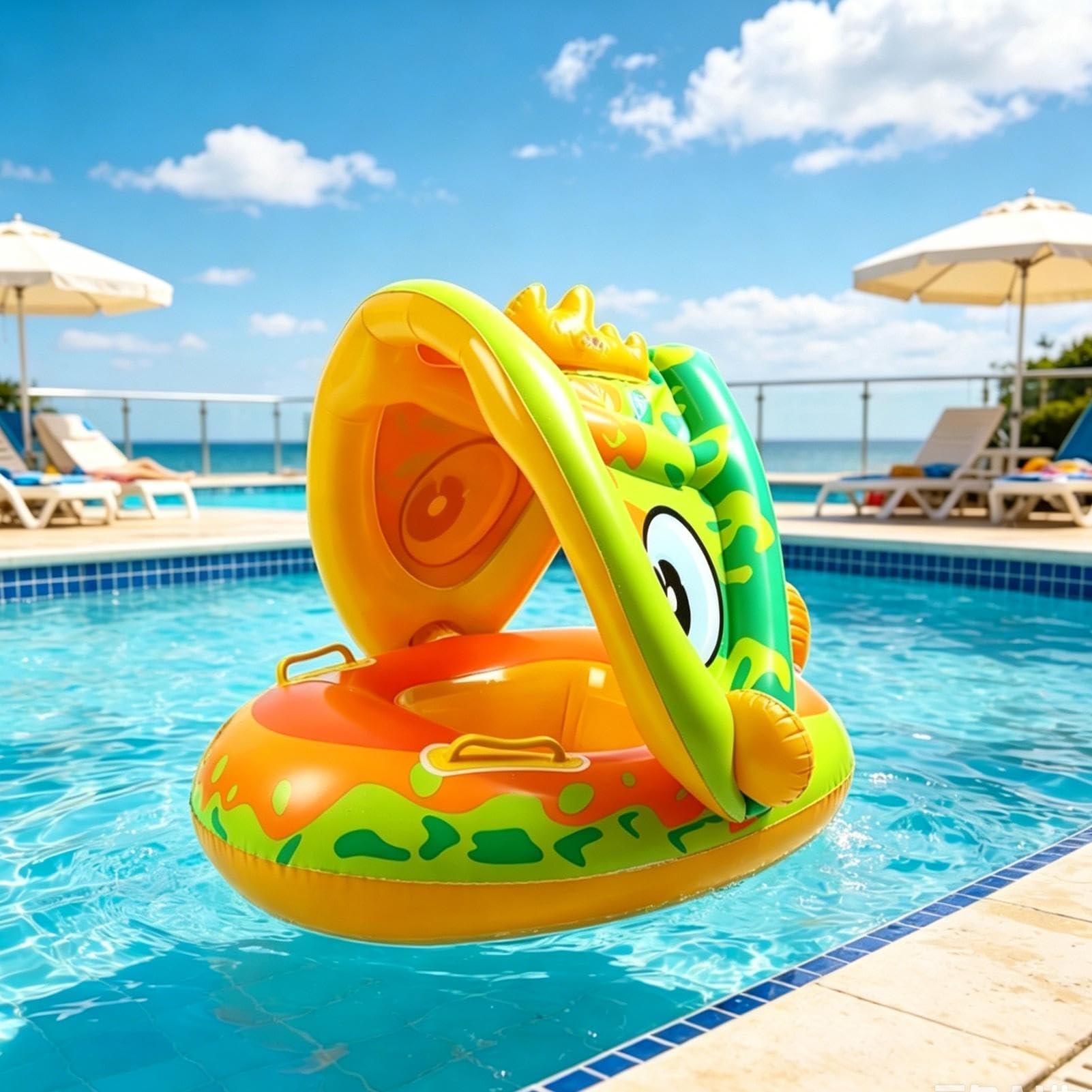 Flotador Infantil Con Toldo Solar Y Asas – Inflable De PVC Para Bebés De 0 A 36 Meses, Ideal Para Piscina, Playa O Río