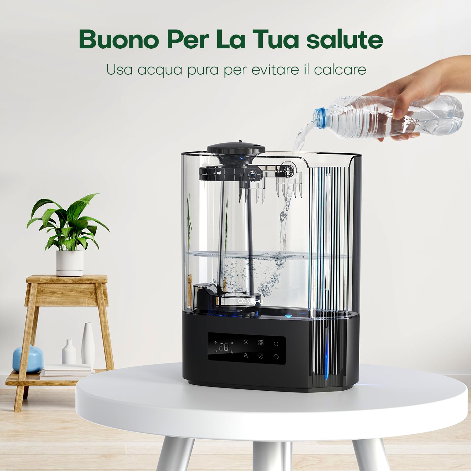 CONOPU Umidificatore Ambiente 6L, Umidificatore Ultrasuoni a Temperatura Costante Per La Casa Con Tre Modalità, Umidificatore Silenzioso Con Più Modalità Di Mmidità e Funzioni Temporali, OZJ21S07