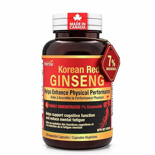 Herba Korean Red Ginseng Extract – 120 Capsules | 2500mg Equivalent - 5:1 Extract From 500mg | 7% Ginsenoside Panax Ginseng Supplement | Red Ginseng Root to Support Energy & Stress | 4 Months Supply