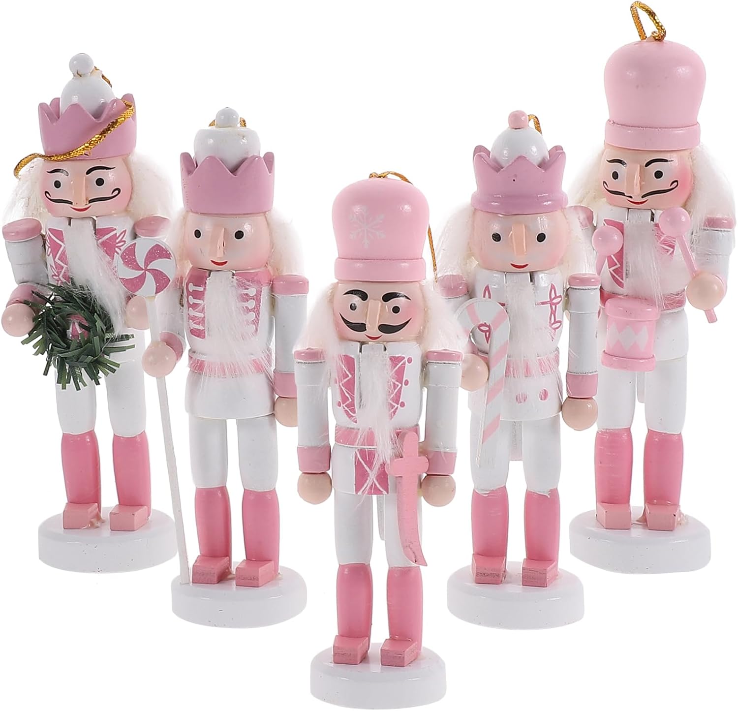 PASOLABE Pink Nutcracker Set Christmas Decorations 5.1 Inch