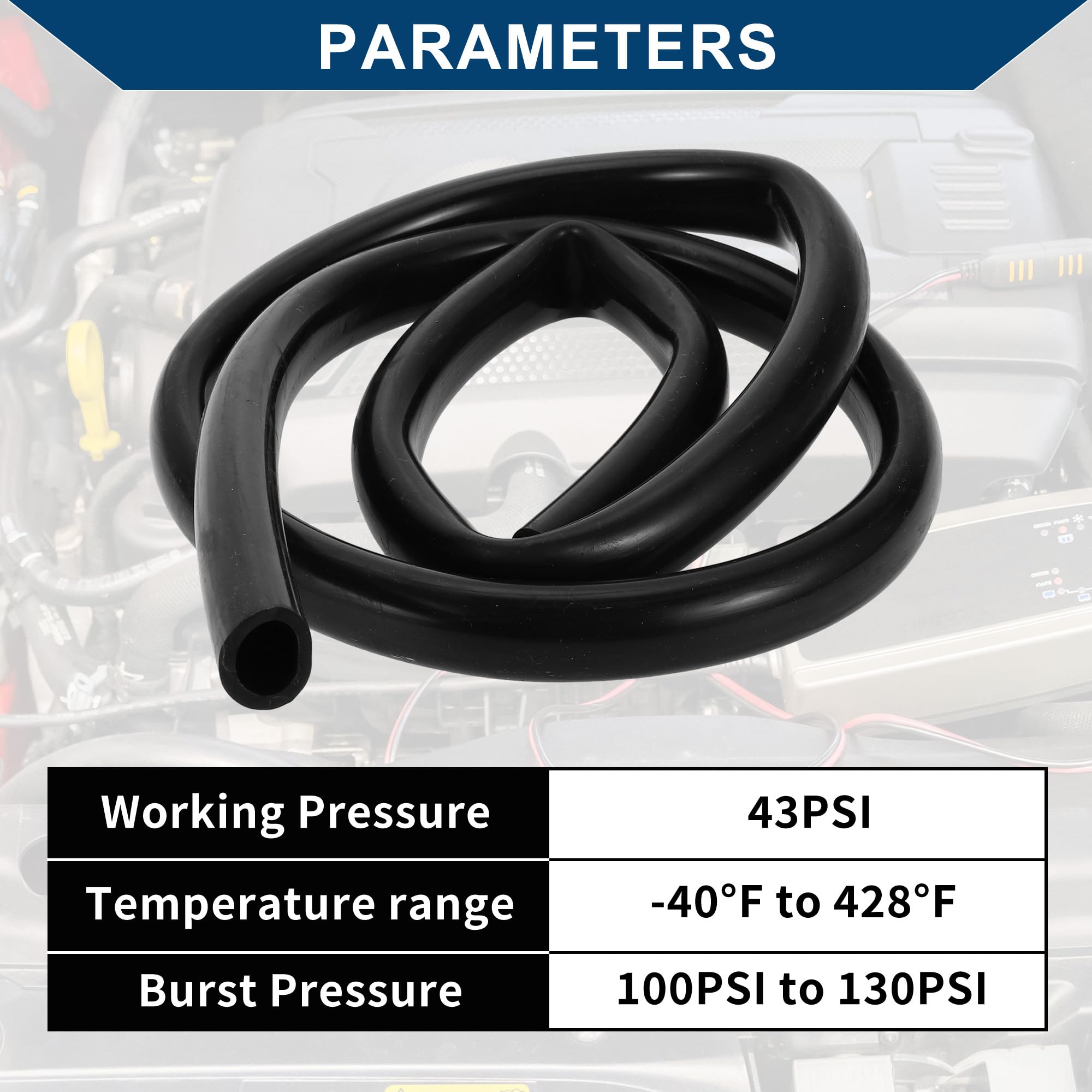 Tubo in Silicone per Aspirazione Tubo per Linea di Aspirazione Automobilistica Ad Alta Temperatura 5.5ft 11/16" 18mm ID 3.5mm Spessore 1 Pezzo Nero