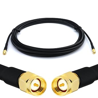SMA Cable 3m / 9.8ft Ultra Low Loss Coax Cable RG58 Extension Lead Black SMA Male to SMA Male Coaxial 50ohm