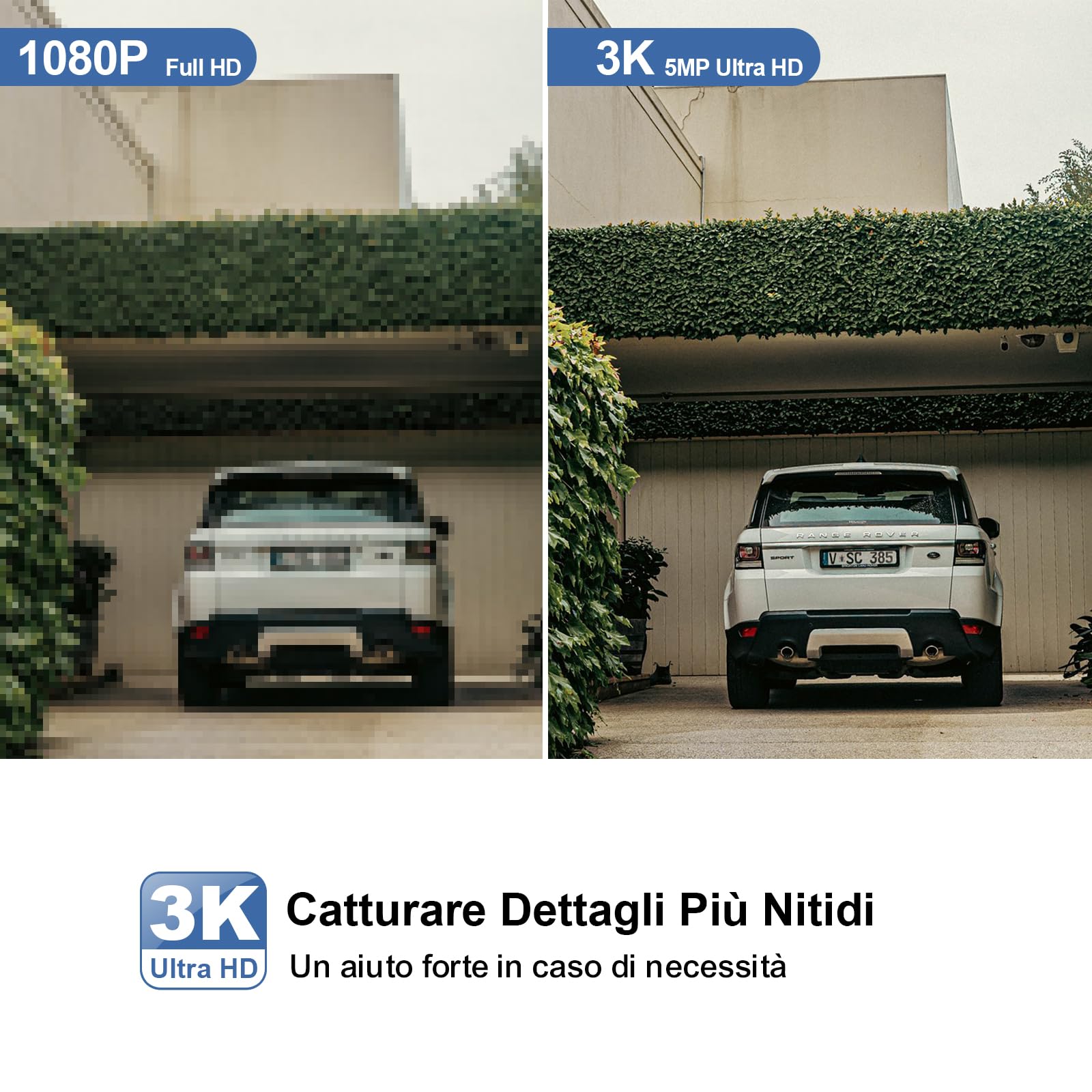 ACCULENZ 5MP Telecamera Wifi Esterno, 2,4/5GHz Videocamera di Sorveglianza,Visione Notturna a Colori, AI Rilevamento del Movimento,Sirena, Compatibile con Alexa