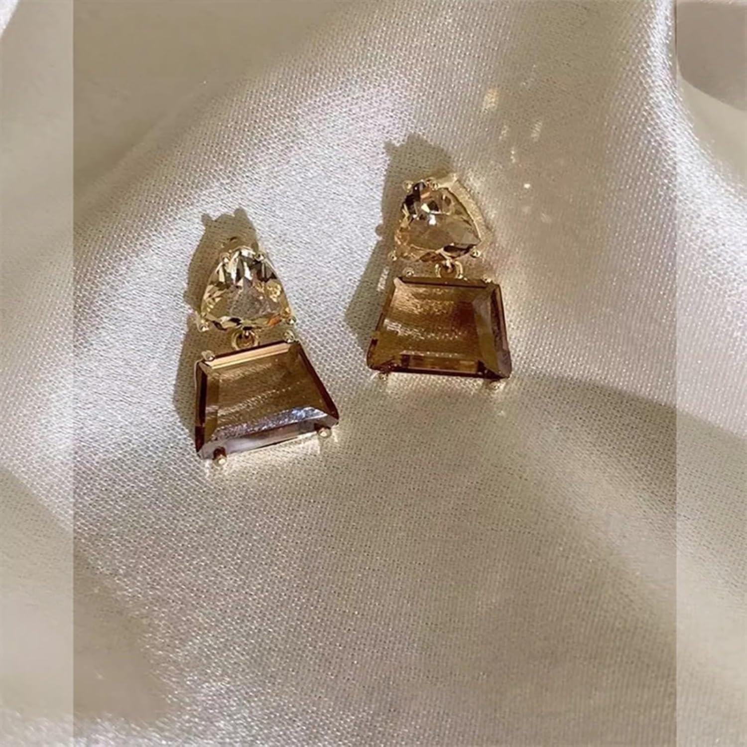 Earrings For Women With Brown Cubic Zirconia And 18K Gold Plated Dangle Post For Sensitive Ear Women Jewelry Gift Trendy - Image 7