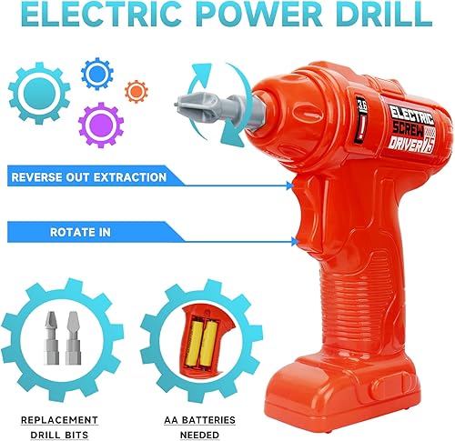 Miniatura 2 de SLTBEH Juego de herramientas para niños, juego de banco de herramientas para niños pequeños con kit de herramientas realistas, banco de trabajo para
