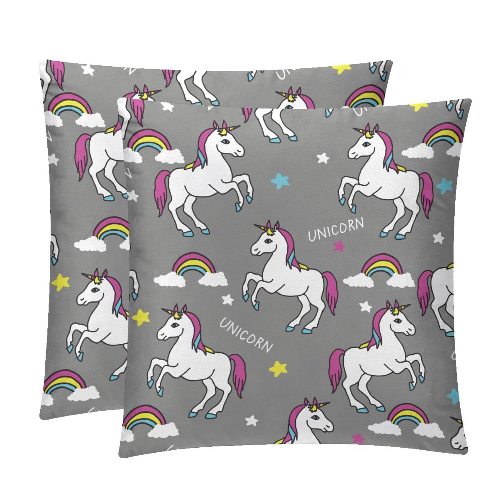 TDGKPZ Rainbow Unicorn Throw Pillow Covers 2 Pack Pillowcases Soft Cozy Pillow Cases For Couch Bed Sofa 45x45cm