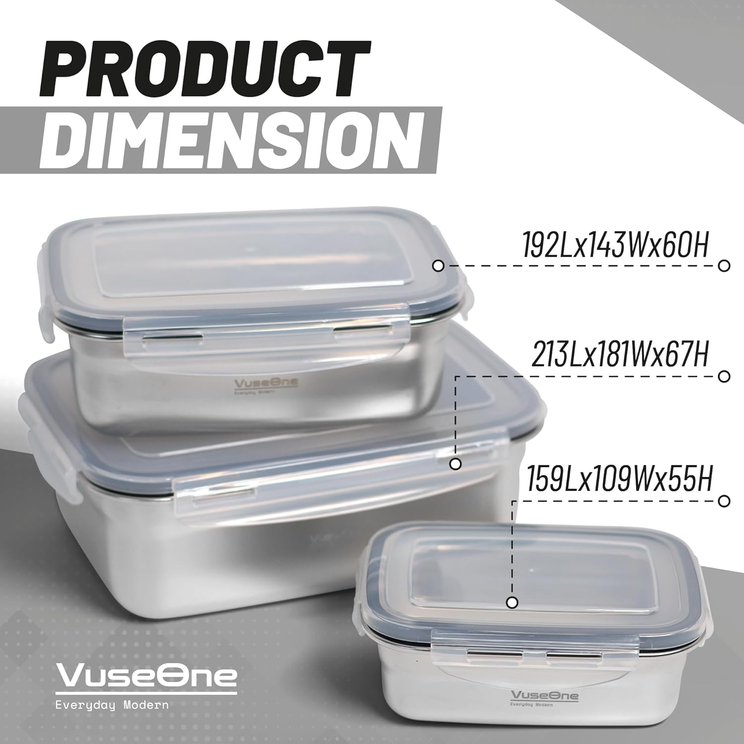 Stainless Steel Lunch Box Set of 3 – Leak-Proof, BPA-Free, Microwave & Dishwasher Safe, Reusable Food Containers for Adults – Eco-Friendly Meal Prep Box for Work, Travel, and Everyday Use - Image 6