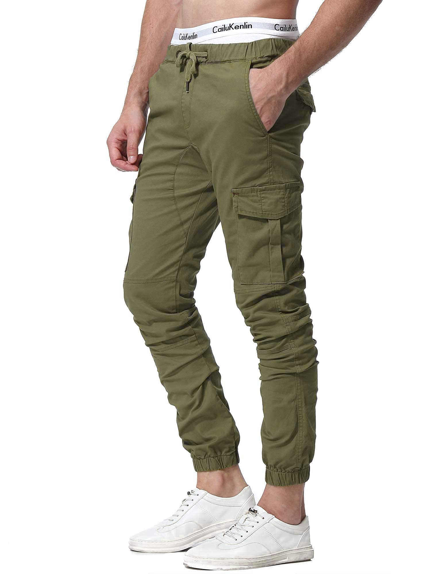 Zoerea Pantaloni Uomo Lunghi con Coulisse Tasche Laterali Maschio Cargo Pants Casual Sport Trousers
