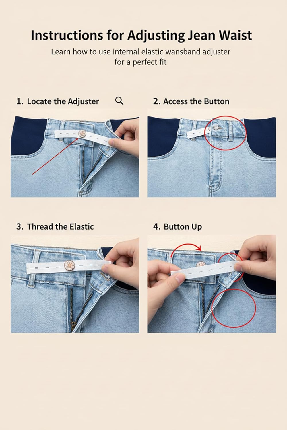 BLENCOT Women Maternity Jeans Elastic Waist Skinny Cuffed Ripped Pregnancy Cropped Pants - Image 5