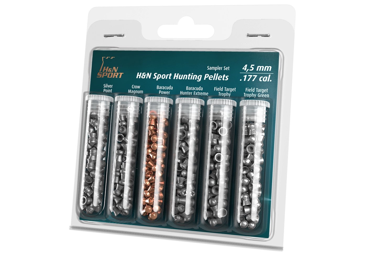 H&N Sport H&N Hunting Sampler, 6 Different Pellets .177 Caliber/Assorted Grains (215 Count)
