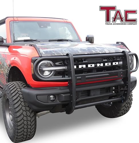 Miniatura 3 de TAC - Protector de parrilla compatible con Ford Bronco SUV 2021-2023 BLK Brush Nudge Push Bull Bar