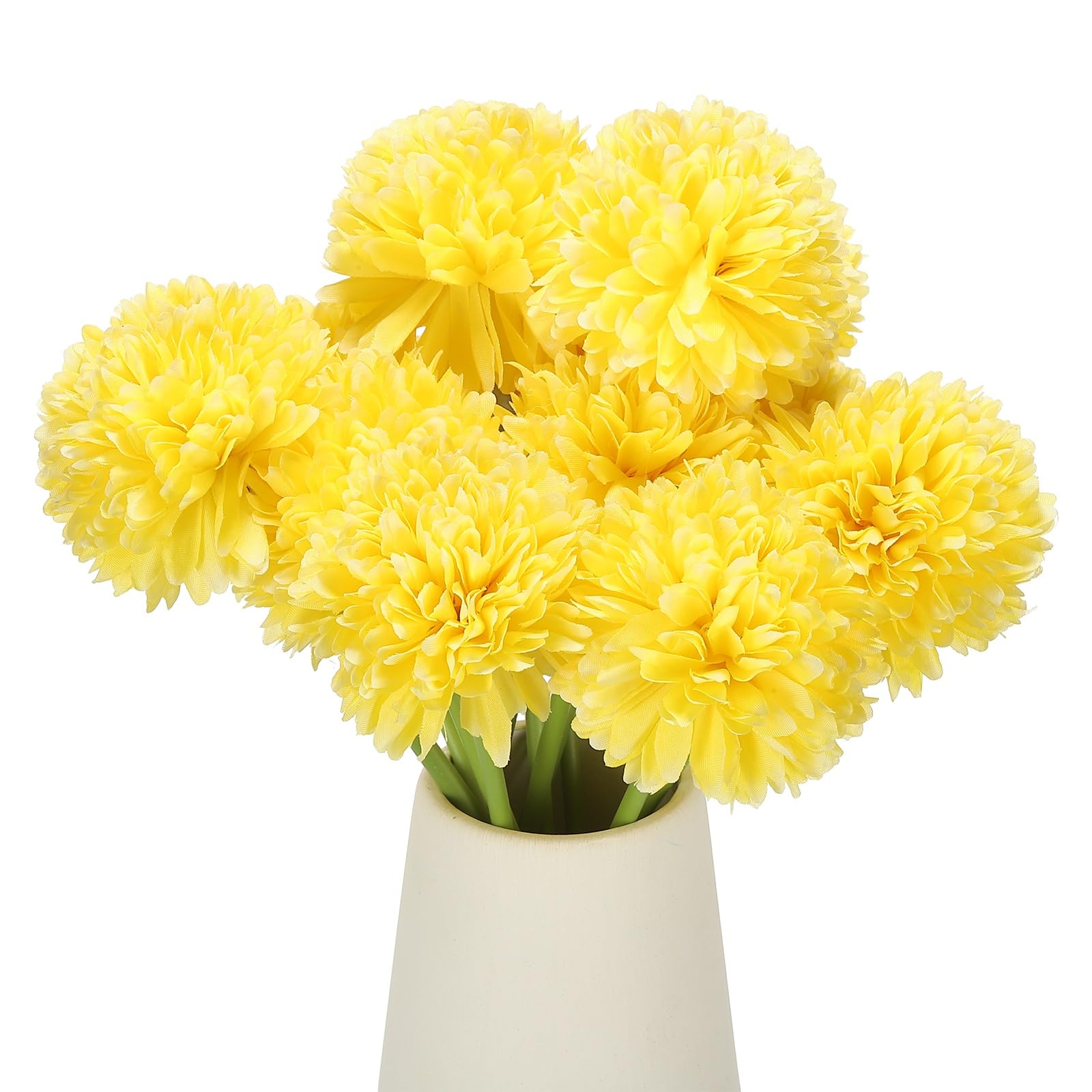 sourcing map 12 Pcs Artificial Chrysanthemums Fake Flowers, Faux Silk Artificial Flowers for Outdoors Indoor Wedding Table Centerpiece Home Decor, Yellow